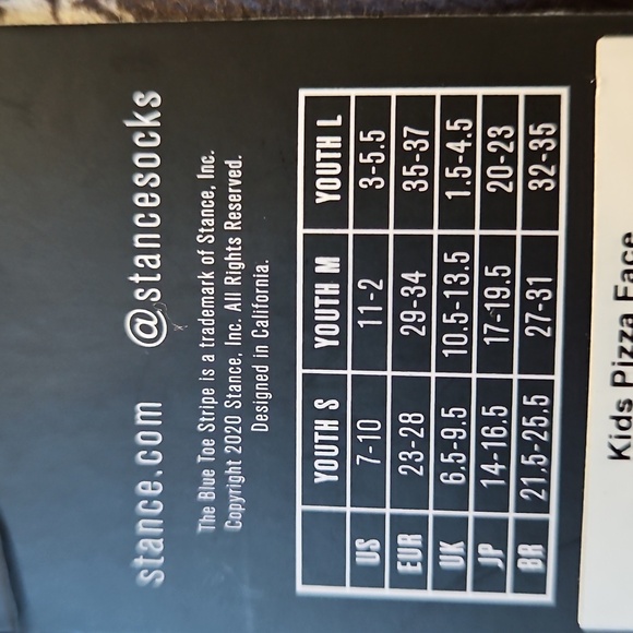 Stance Kids Pizza Face Black Skull Graphic Socks NWT Youth L 3-5.5 - Picture 4 of 4